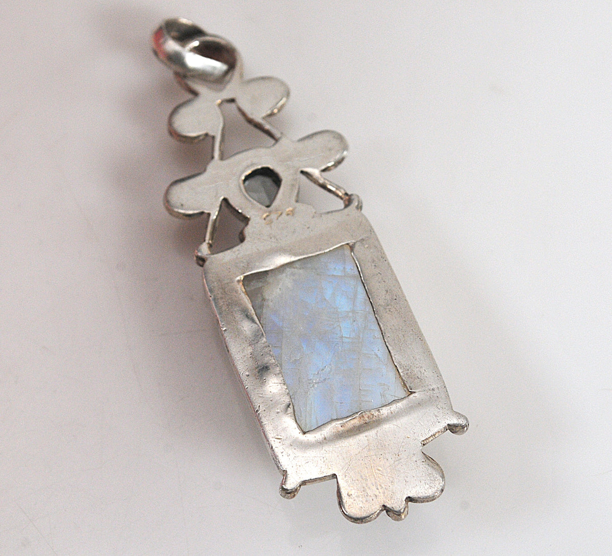 Large Solid Sterling Silver Moonstone Pendant