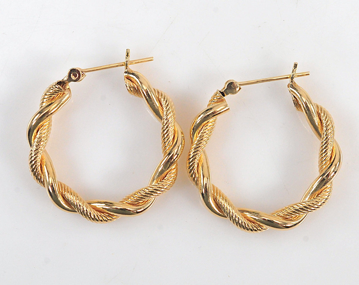 14K Gold Twisted Hoop Earrings