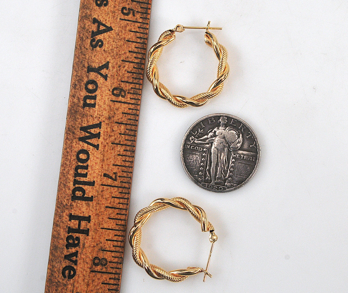 14K Gold Twisted Hoop Earrings