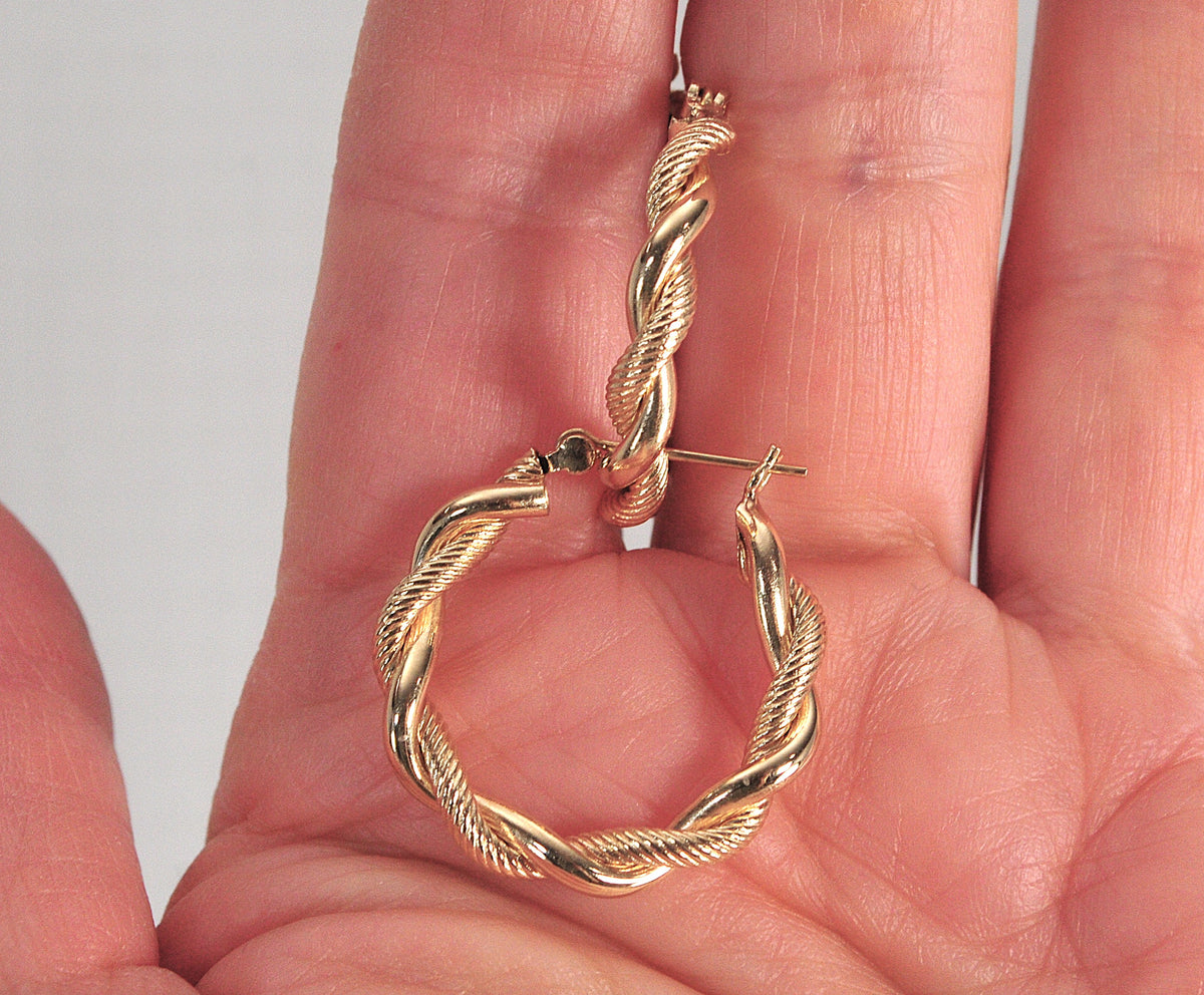 14K Gold Twisted Hoop Earrings