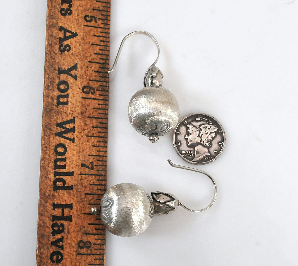 Designer Sterling Silver Satin Ball Earrings