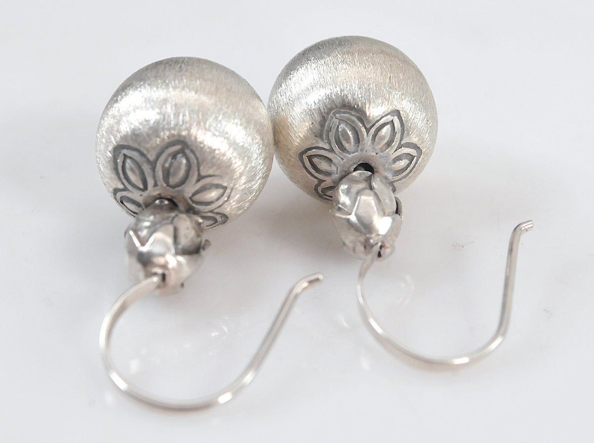 Designer Sterling Silver Satin Ball Earrings