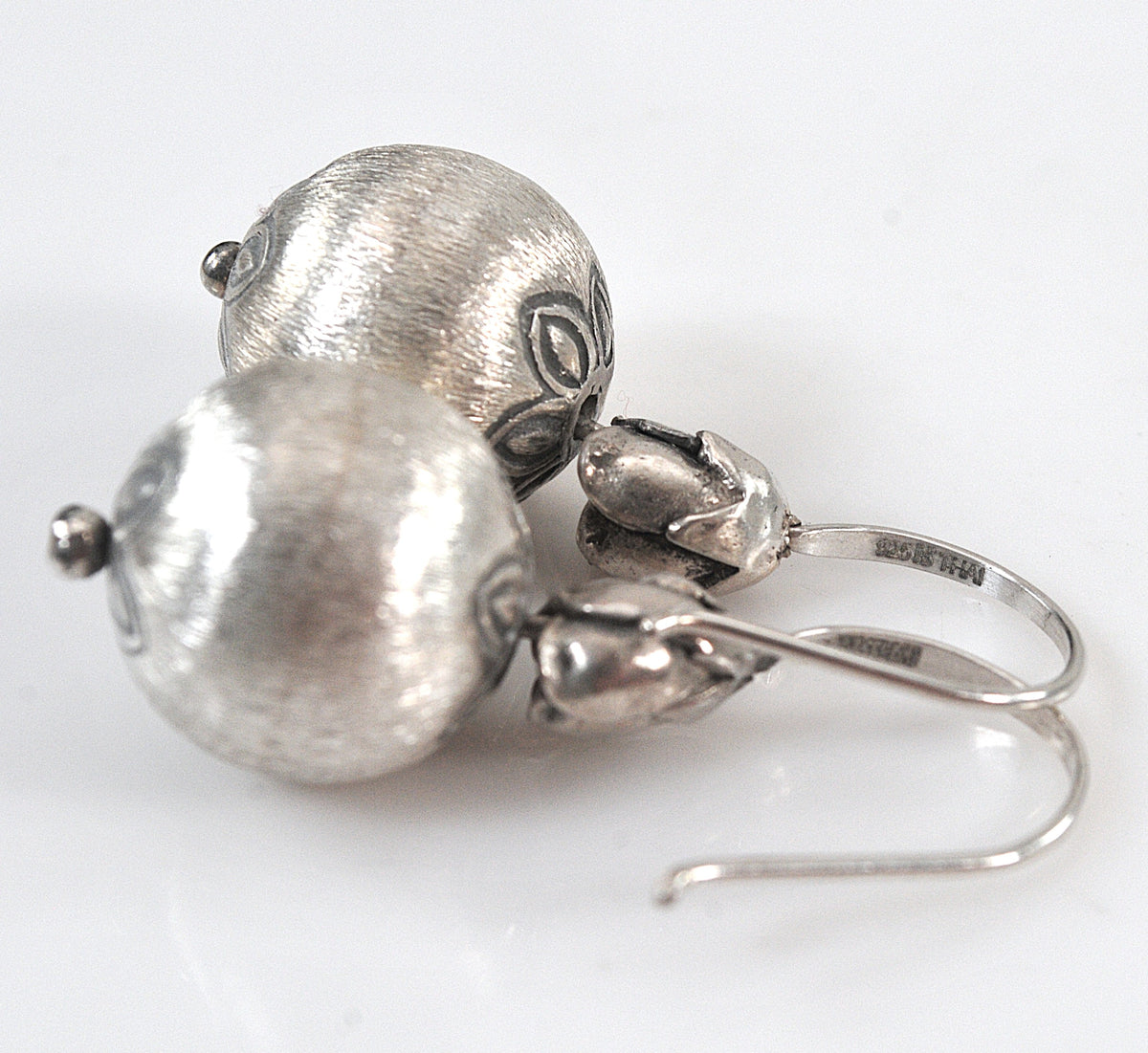 Designer Sterling Silver Satin Ball Earrings