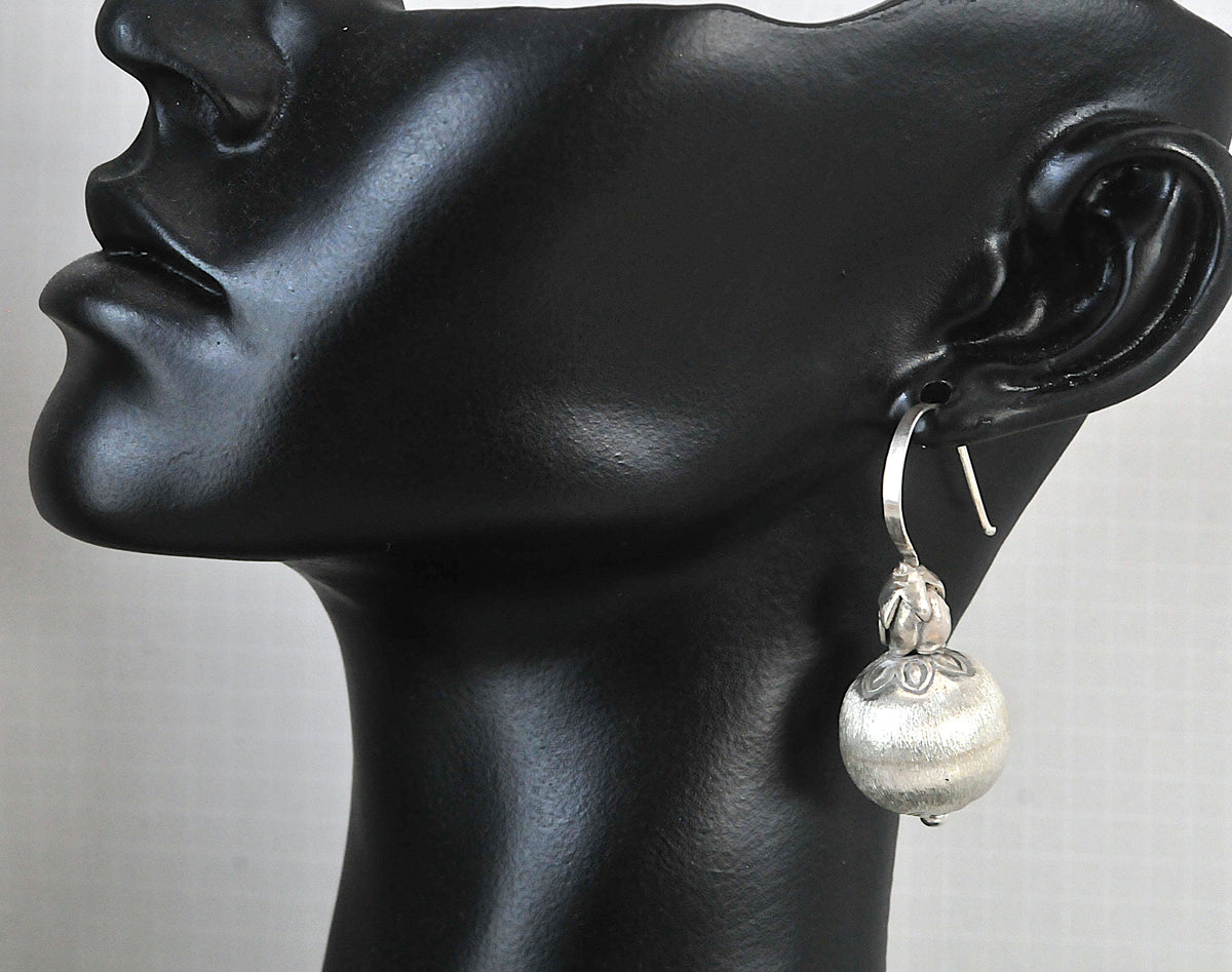 Designer Sterling Silver Satin Ball Earrings