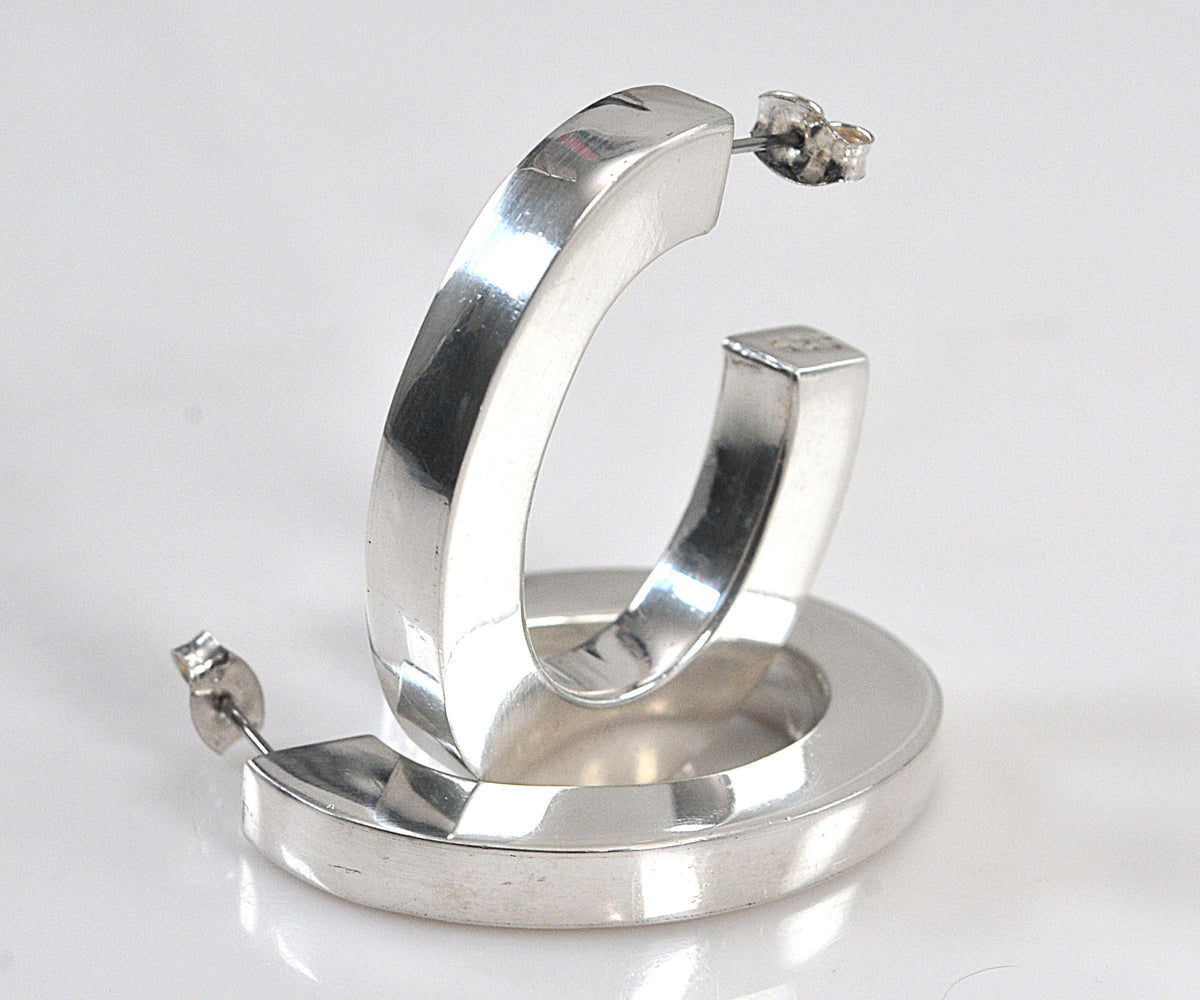 Chunky Sterling Silver Statement Hoop Earrings
