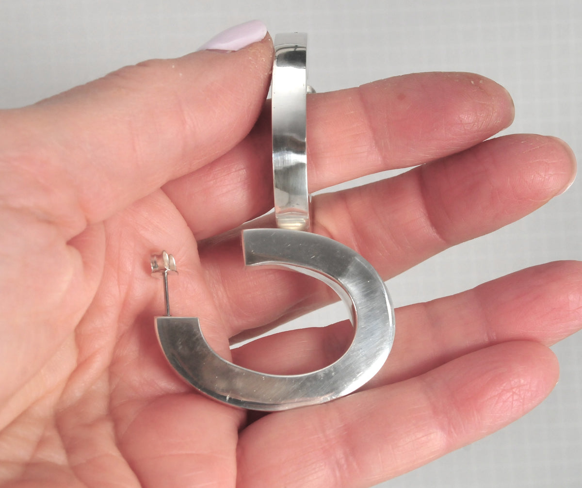 Chunky Sterling Silver Statement Hoop Earrings