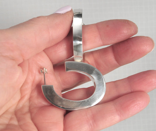 Chunky Sterling Silver Statement Hoop Earrings