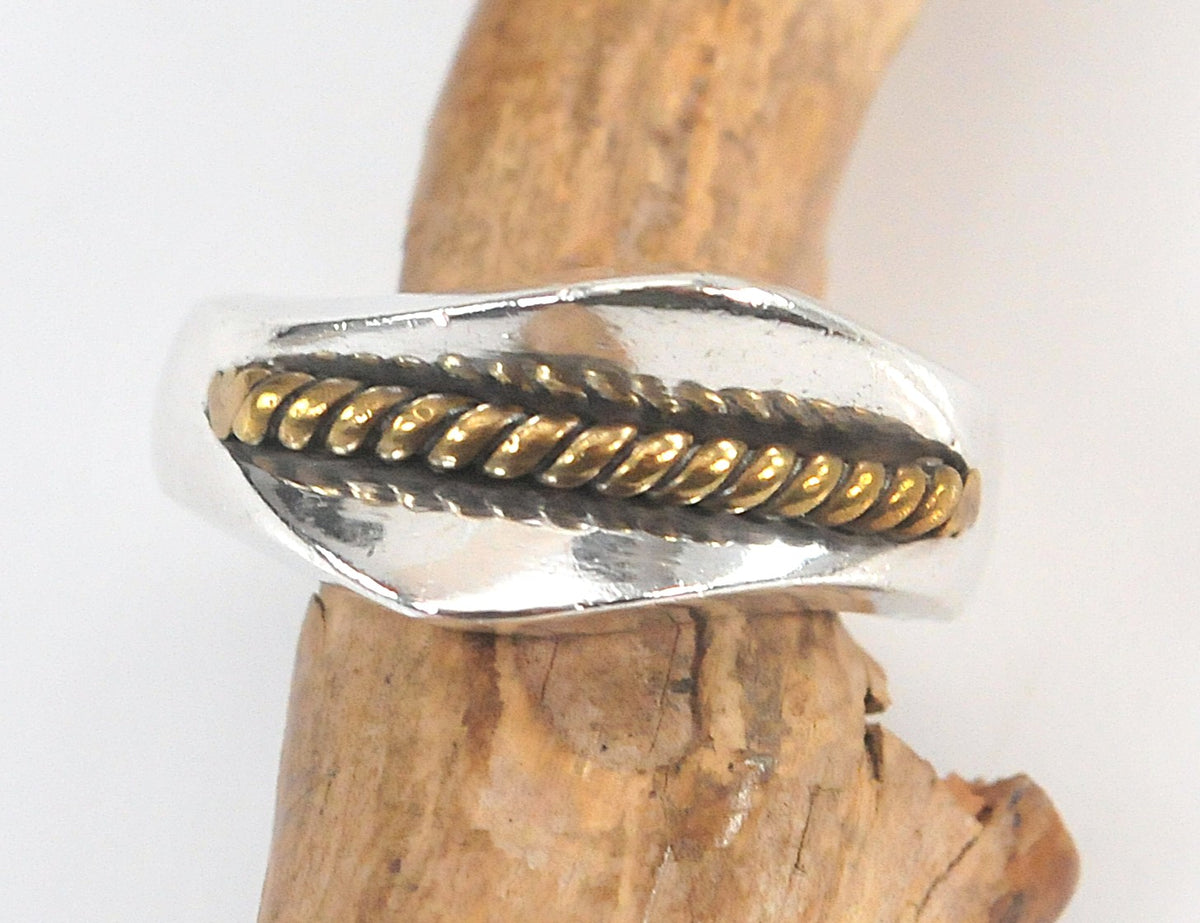 Vintage Taxco Sterling Silver Brass Wire Ring