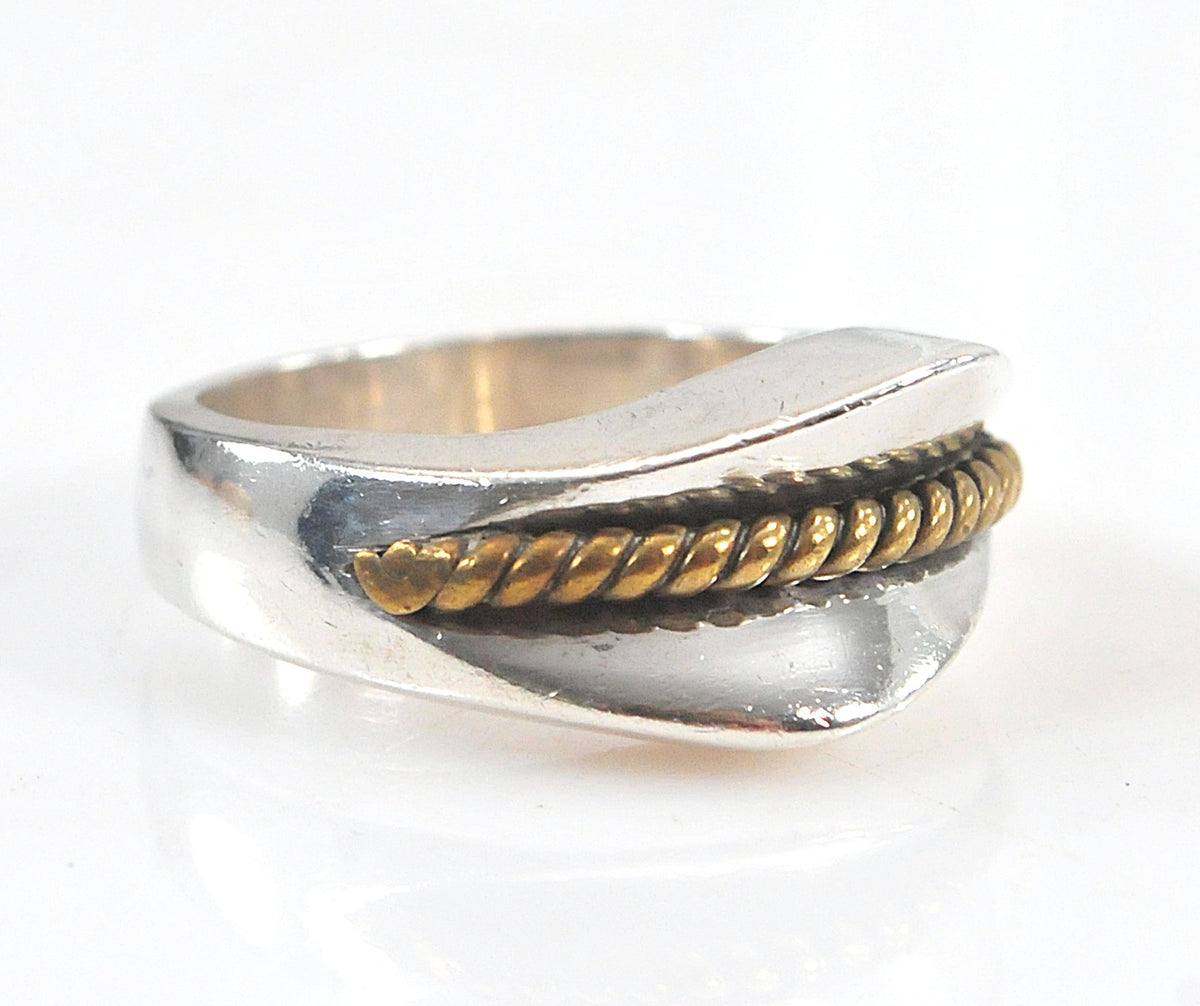 Vintage Taxco Sterling Silver Brass Wire Ring