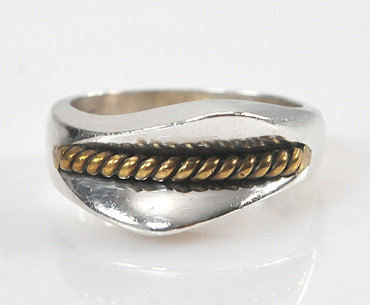 Vintage Taxco Sterling Silver Brass Wire Ring