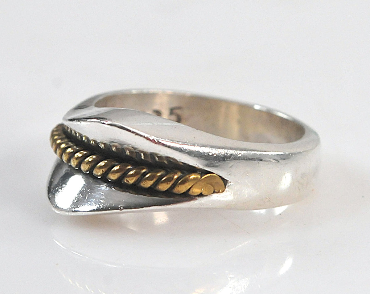 Vintage Taxco Sterling Silver Brass Wire Ring