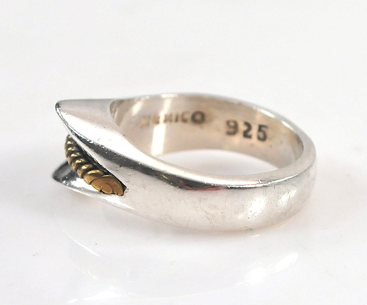 Vintage Taxco Sterling Silver Brass Wire Ring