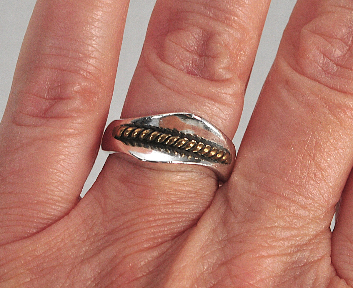 Vintage Taxco Sterling Silver Brass Wire Ring