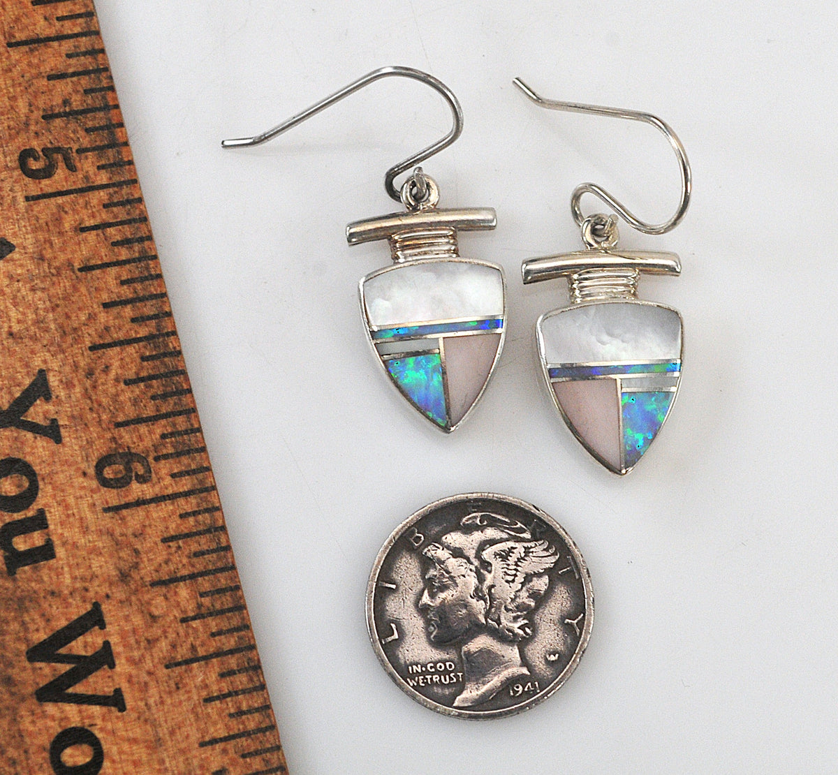 Sheila Tso Navajo Sterling Silver Inlay Earrings