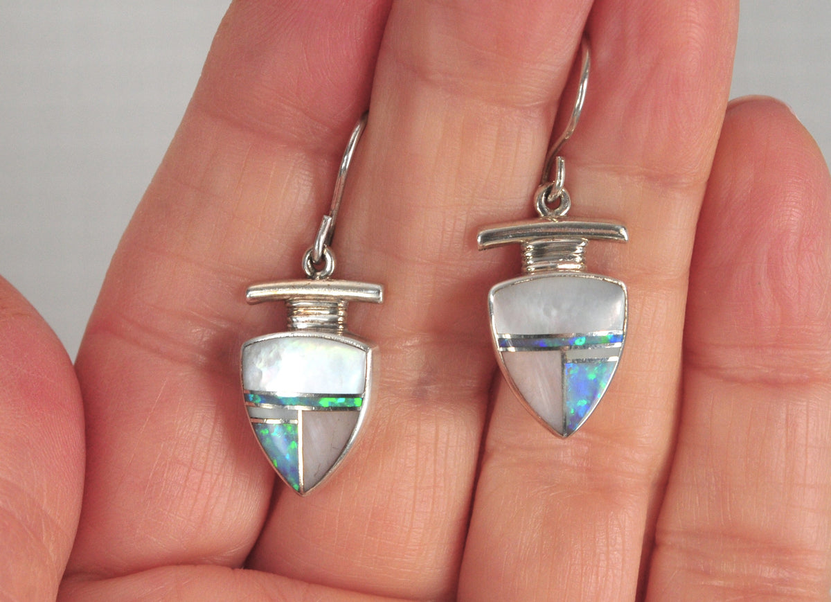 Sheila Tso Navajo Sterling Silver Inlay Earrings