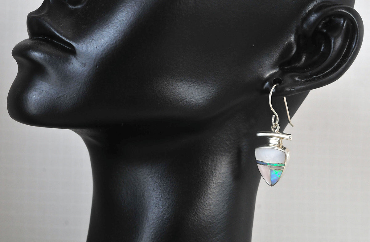 Sheila Tso Navajo Sterling Silver Inlay Earrings