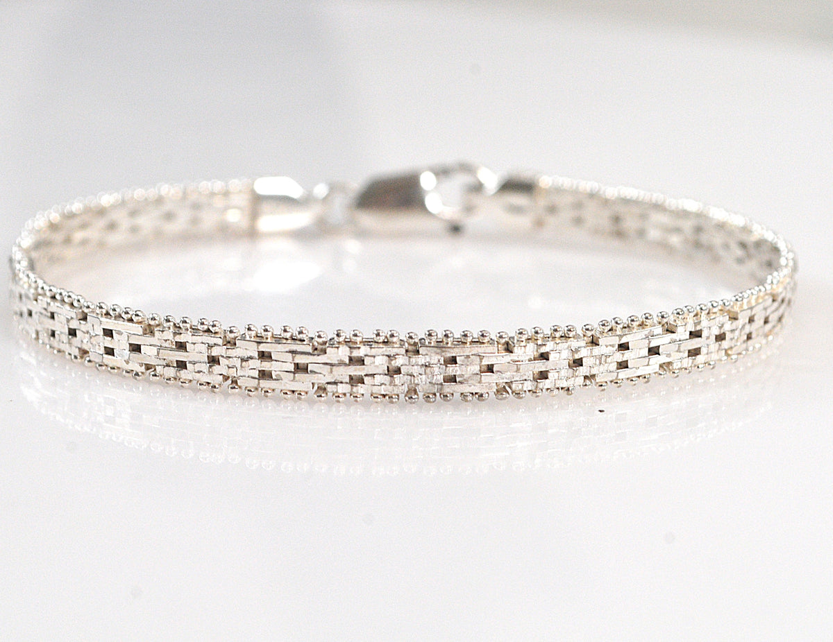 Sterling Silver 925 Italy Reversible Riccio Bracelet