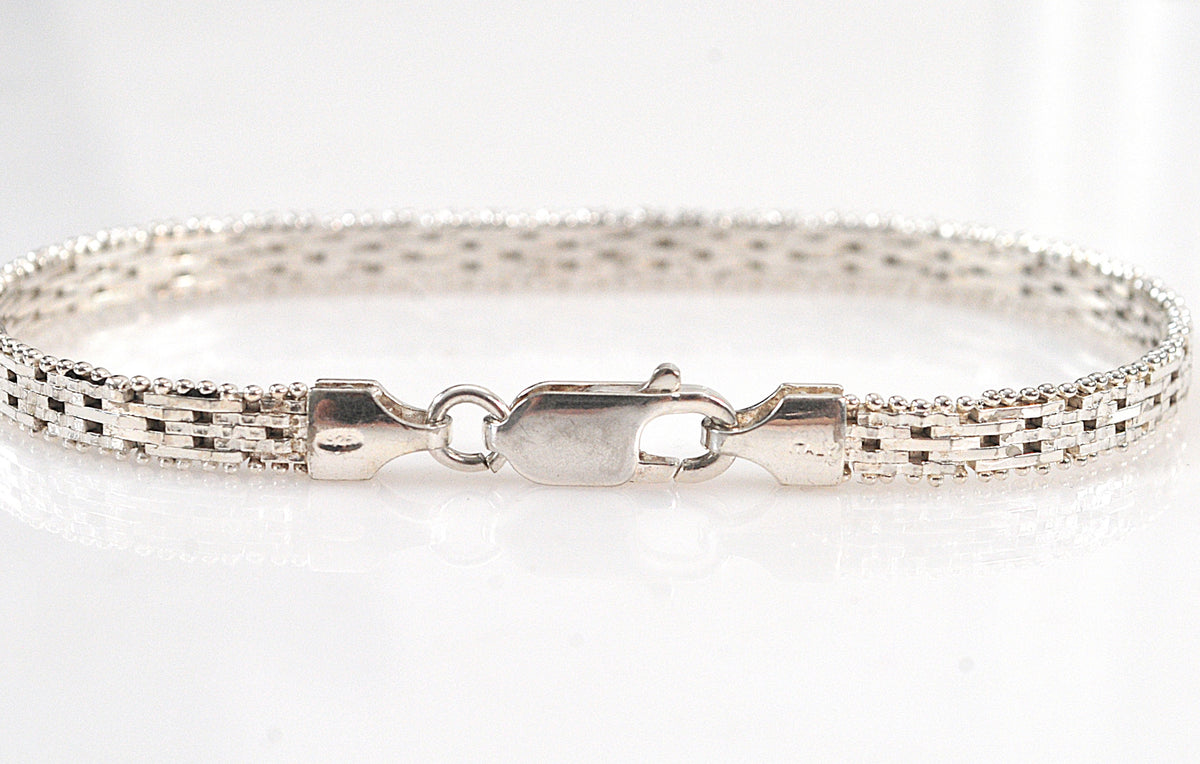 Sterling Silver 925 Italy Reversible Riccio Bracelet