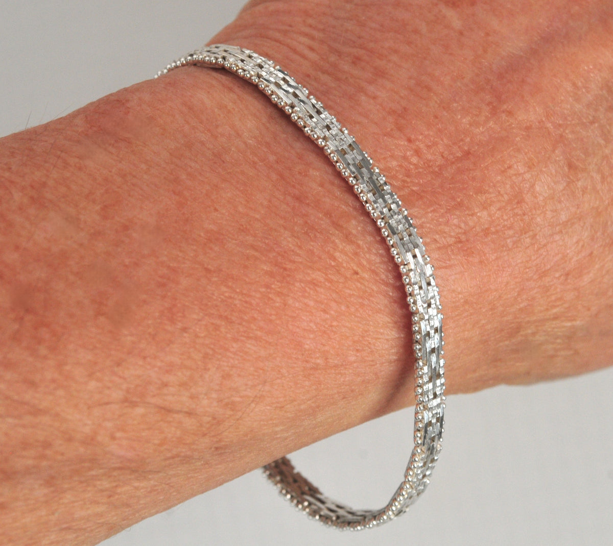 Sterling Silver 925 Italy Reversible Riccio Bracelet