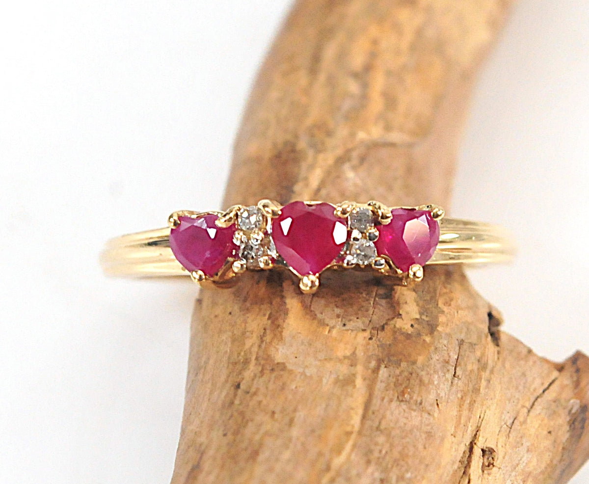 Chuck Clemency 10K Gold Ruby Heart Ring with Diamond accents