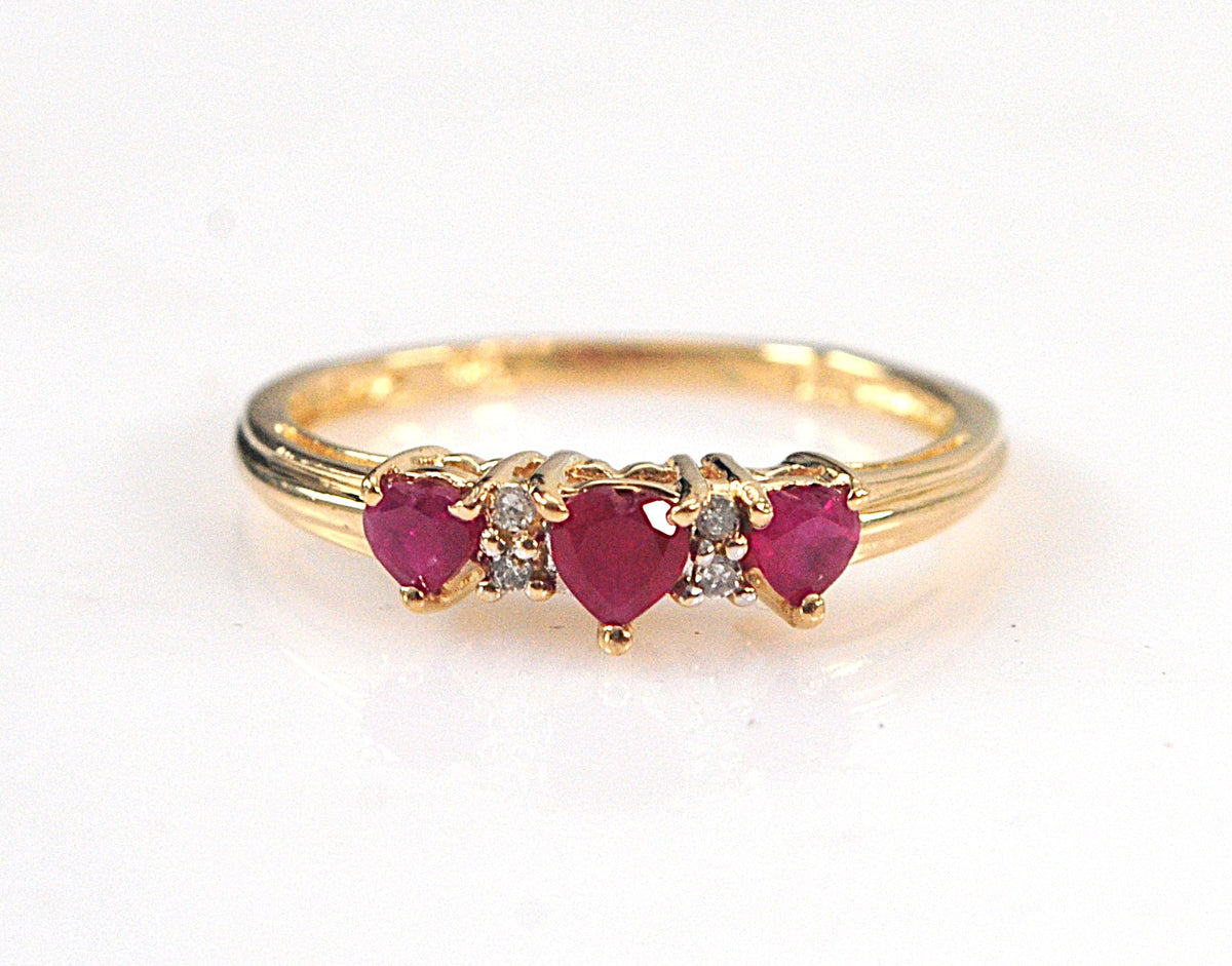 Chuck Clemency 10K Gold Ruby Heart Ring with Diamond accents