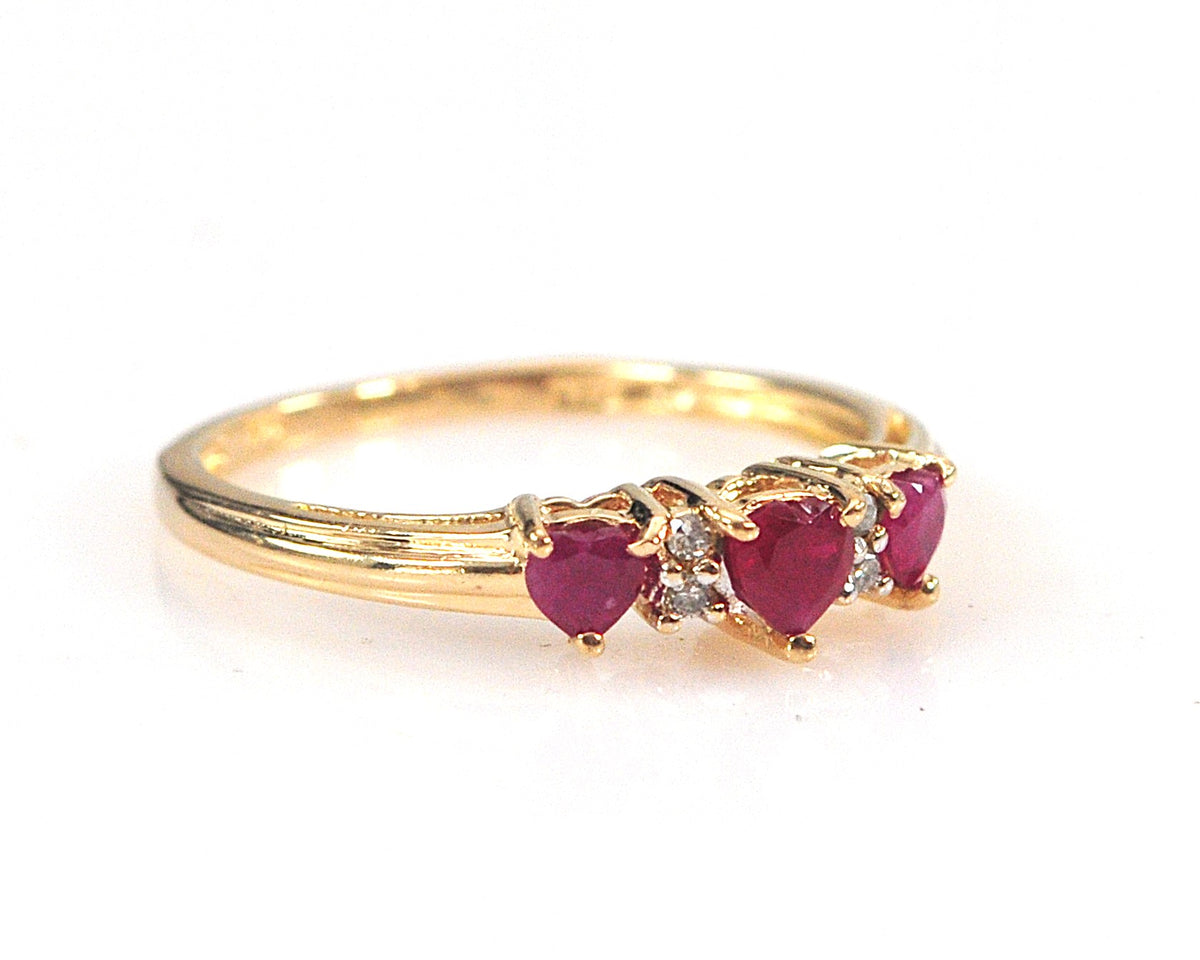 Chuck Clemency 10K Gold Ruby Heart Ring with Diamond accents