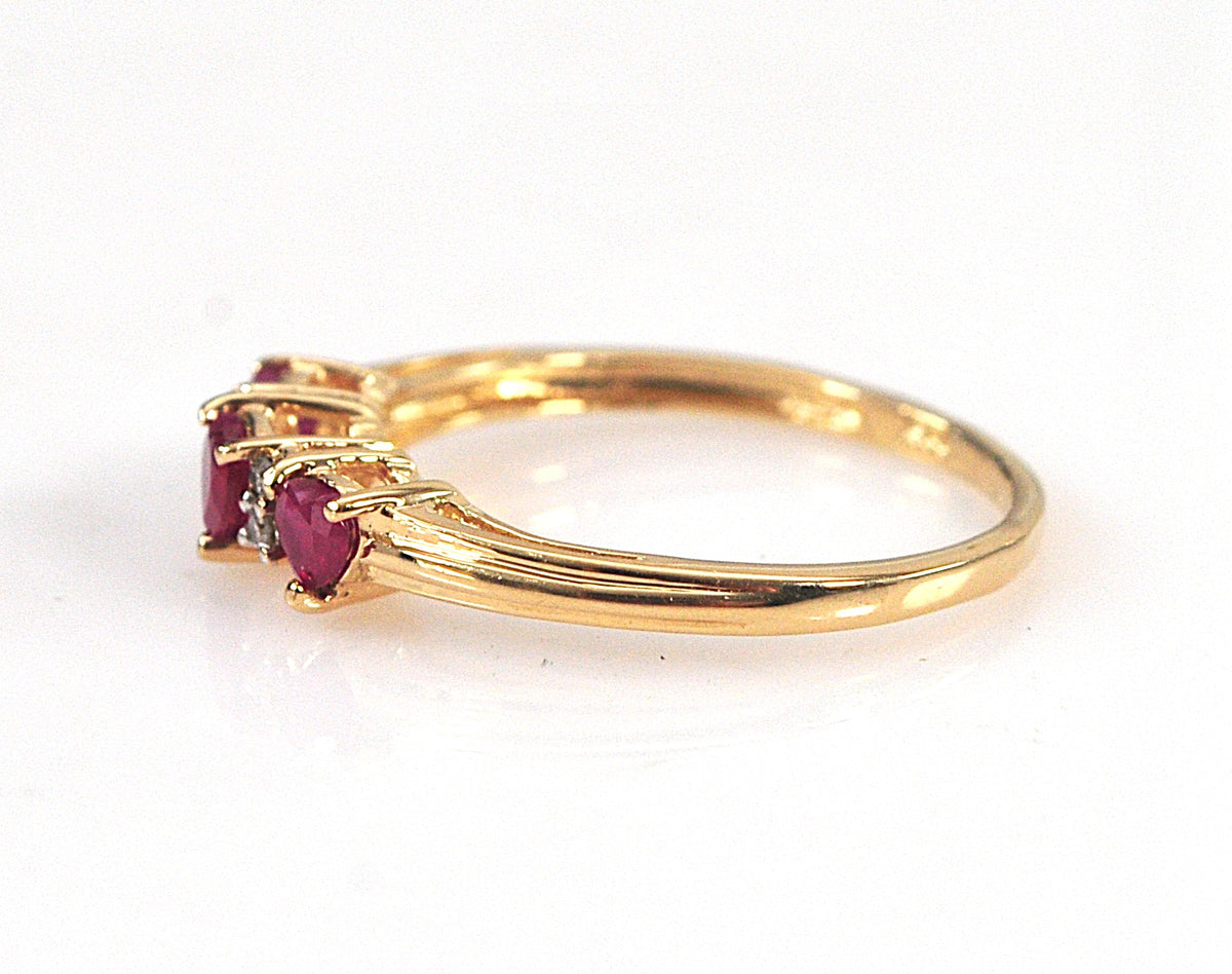 Chuck Clemency 10K Gold Ruby Heart Ring with Diamond accents