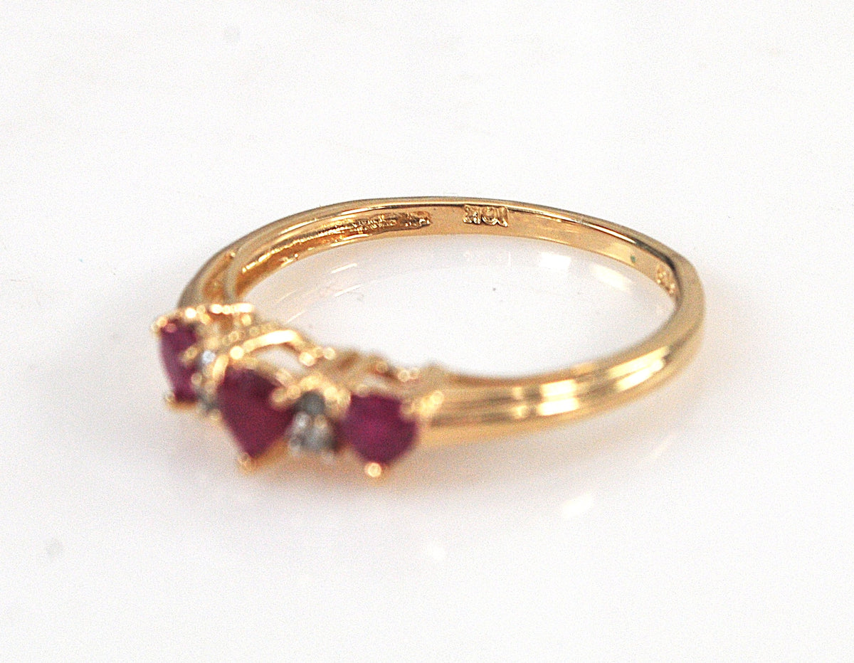 Chuck Clemency 10K Gold Ruby Heart Ring with Diamond accents