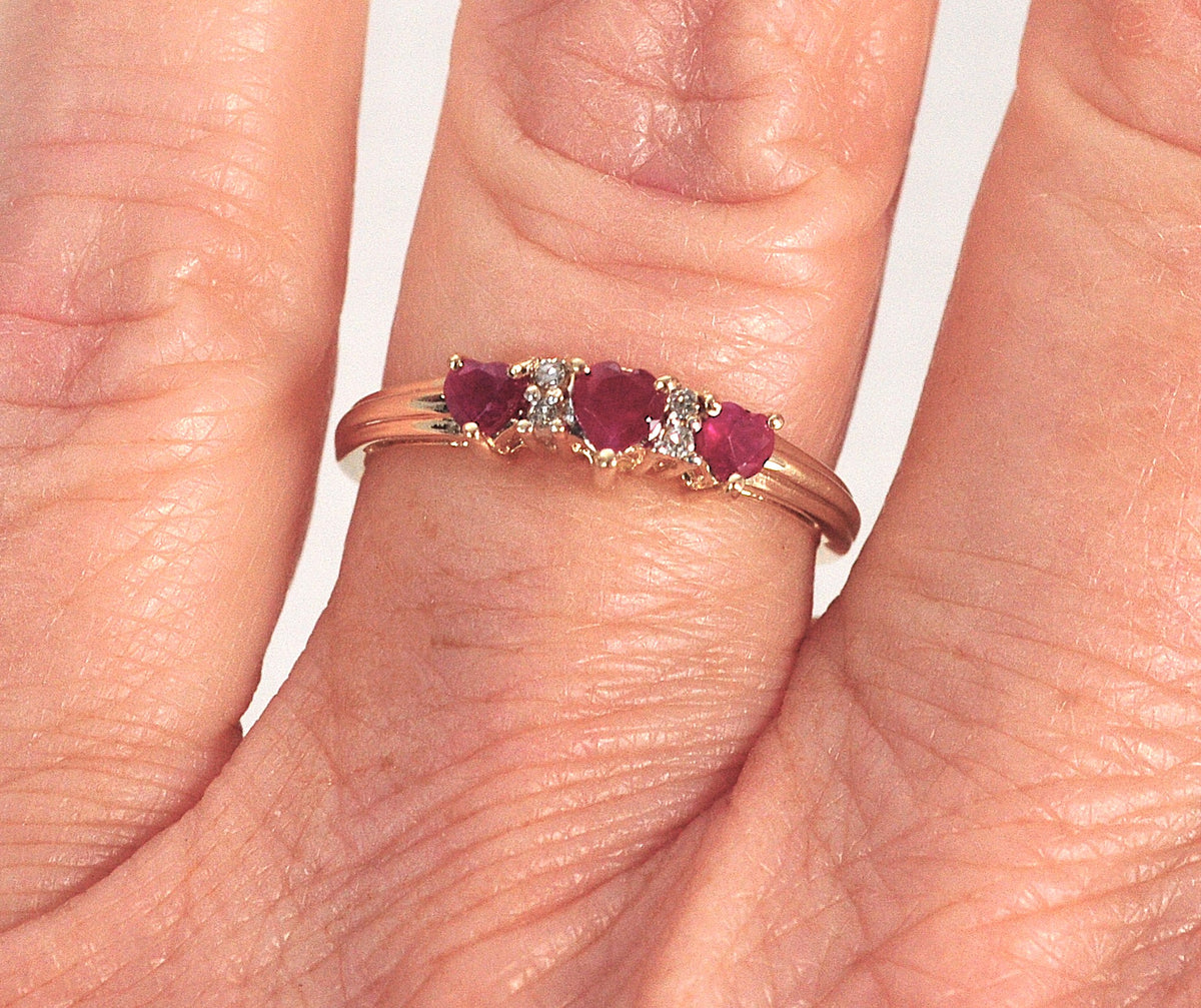 Chuck Clemency 10K Gold Ruby Heart Ring with Diamond accents