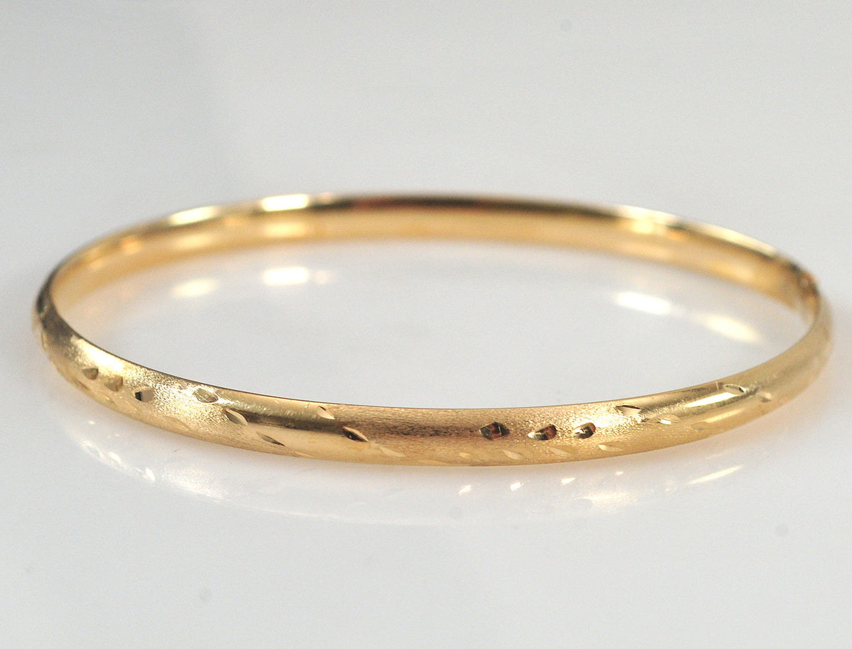 Narrow 14K Gold Bangle Bracelet