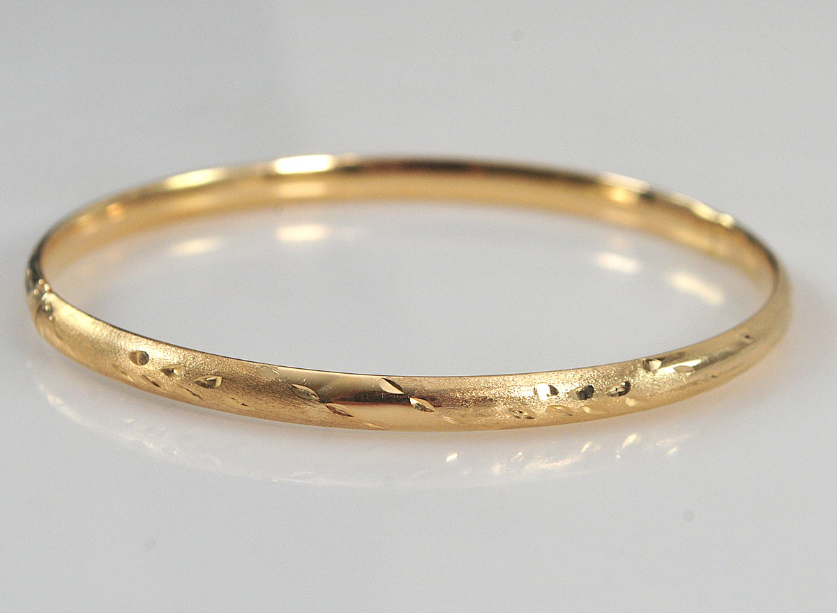 Narrow 14K Gold Bangle Bracelet