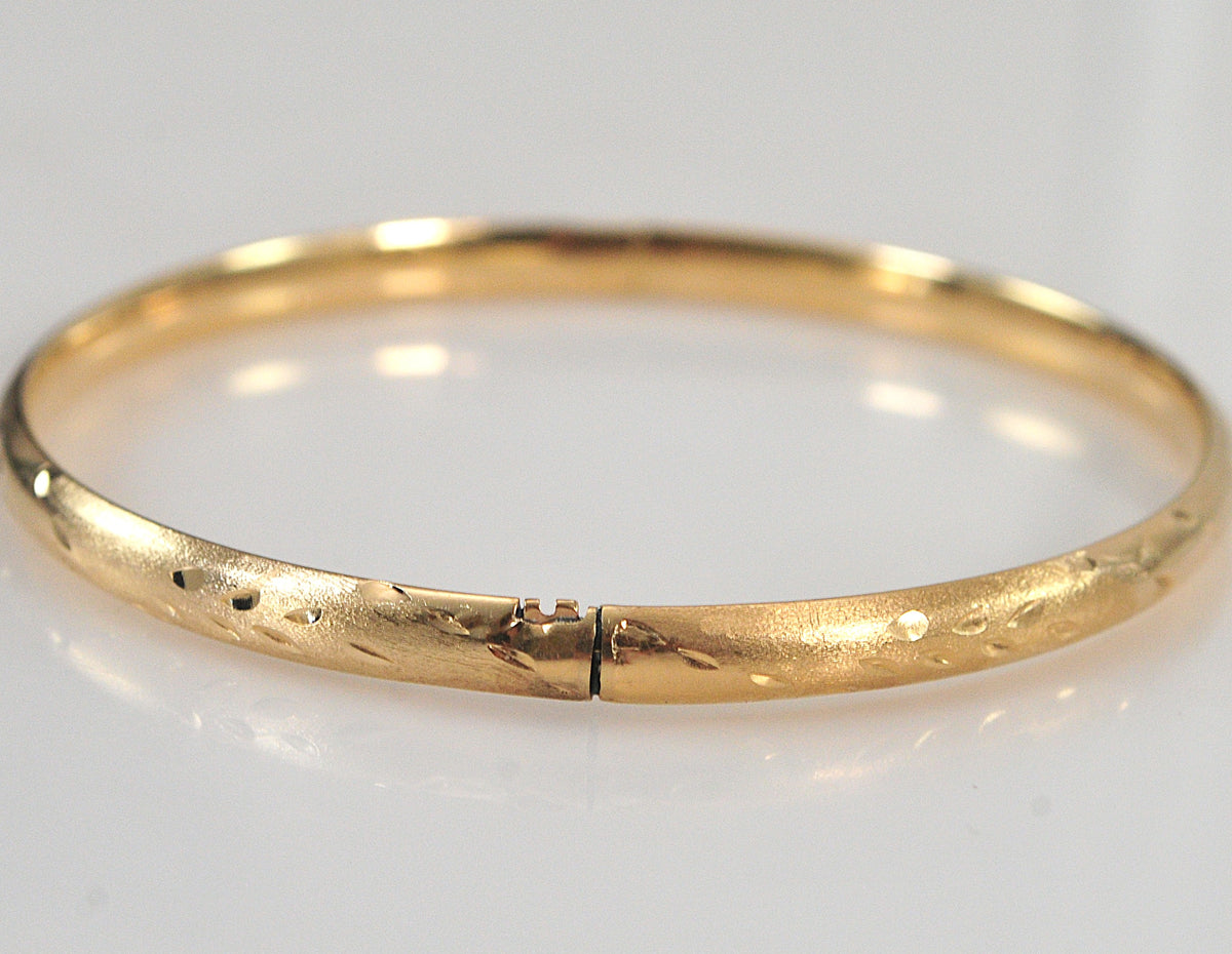 Narrow 14K Gold Bangle Bracelet