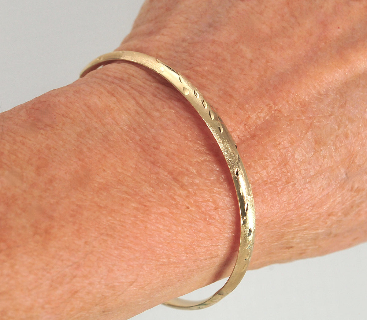 Narrow 14K Gold Bangle Bracelet