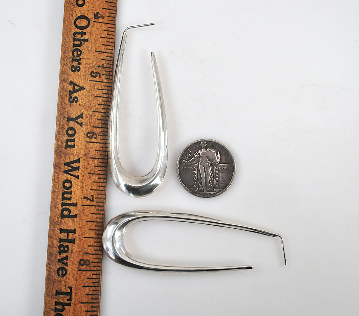 Long Sterling Silver Statement Hoop Earrings
