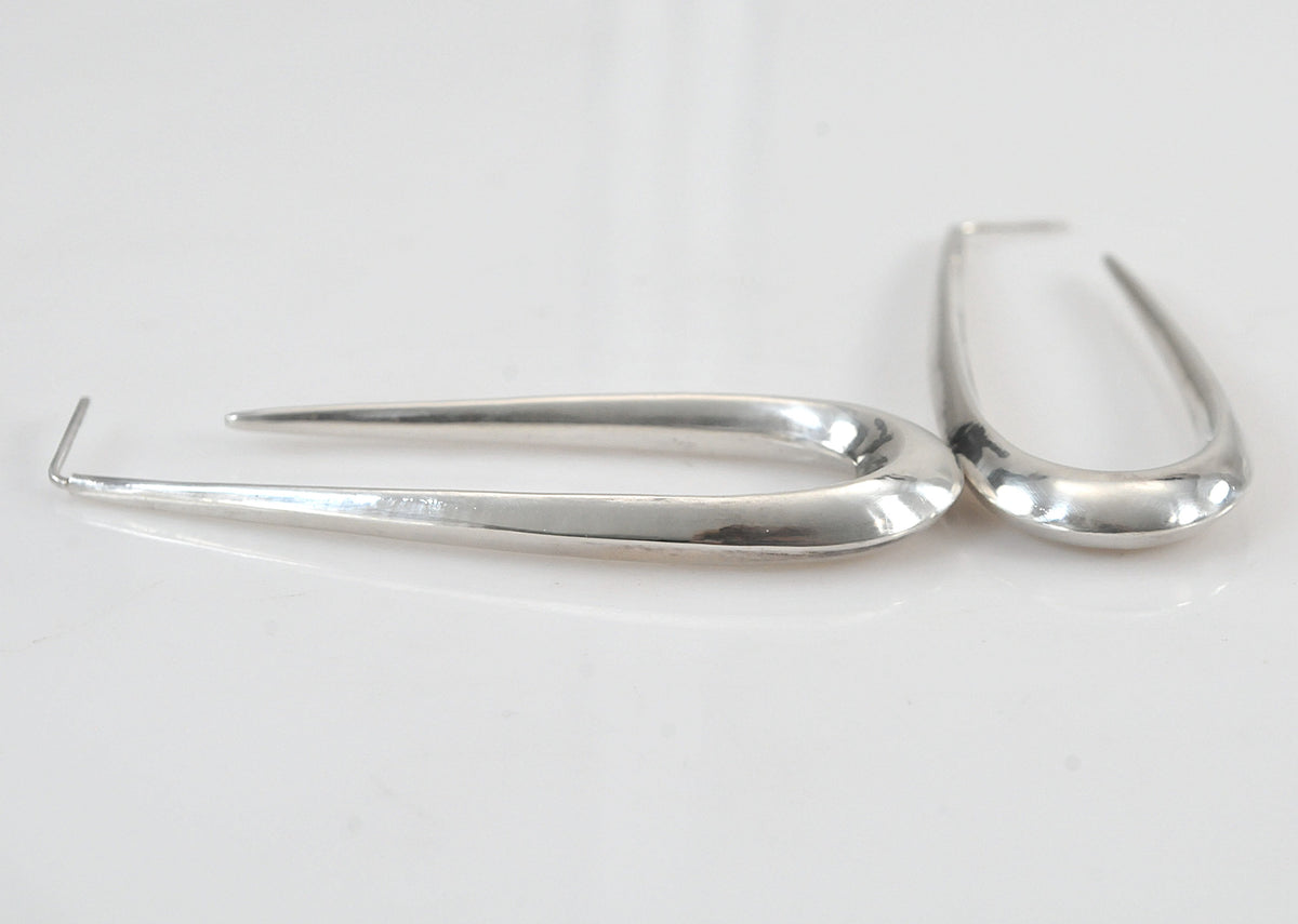 Long Sterling Silver Statement Hoop Earrings