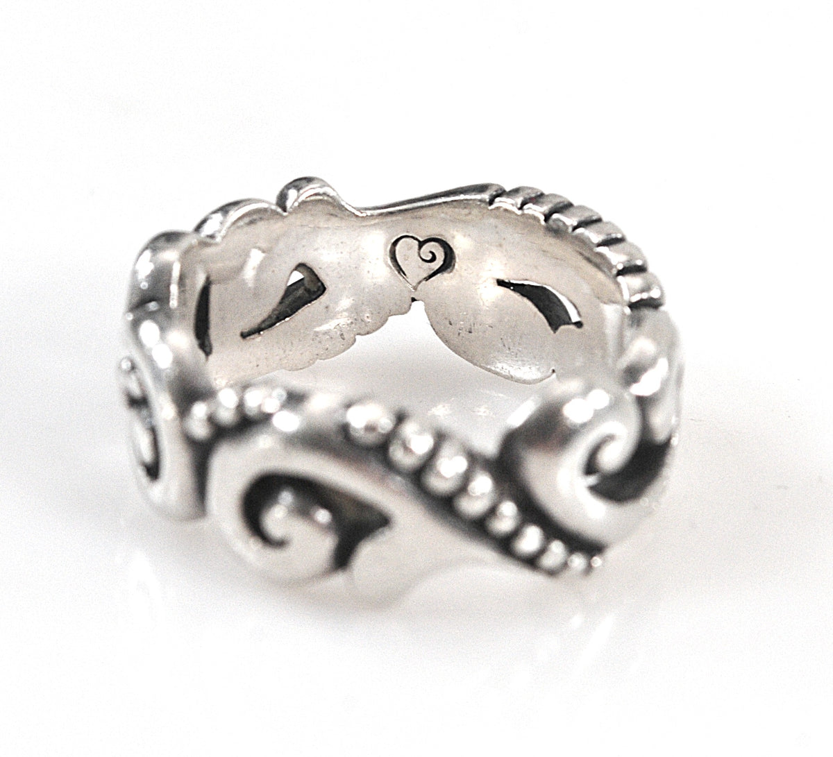 Vintage Brighton Sterling Silver Heart Scroll Band Ring