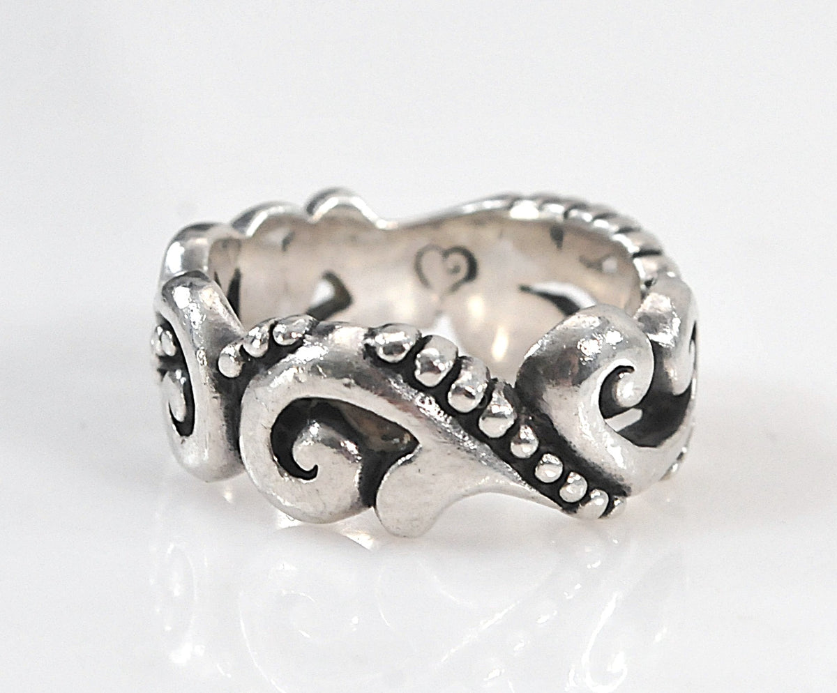 Vintage Brighton Sterling Silver Heart Scroll Band Ring