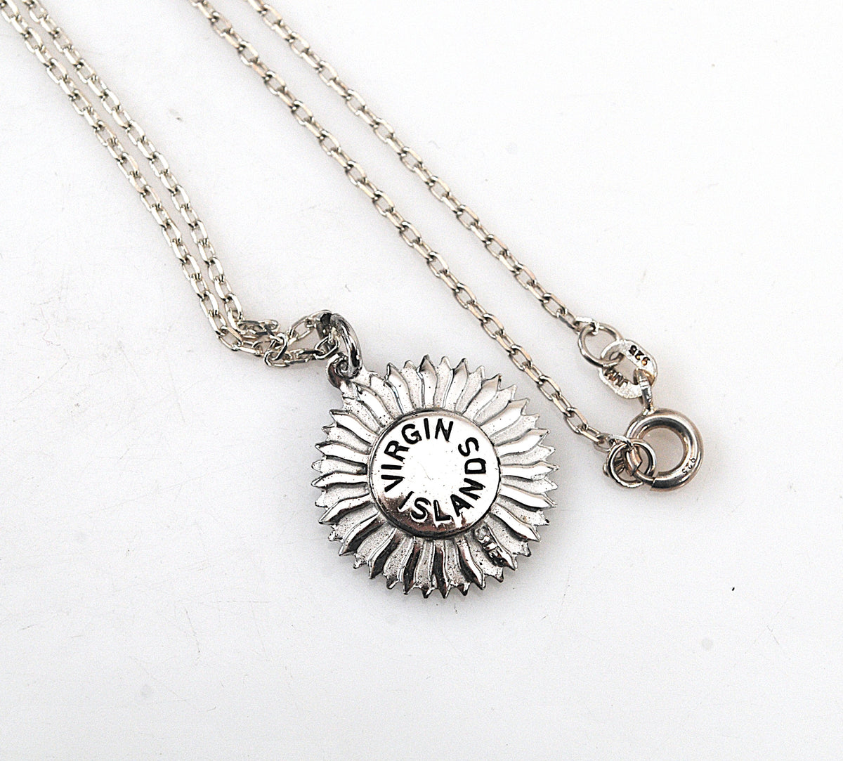 Sterling Silver Virgin Islands Sun Pendant Necklace