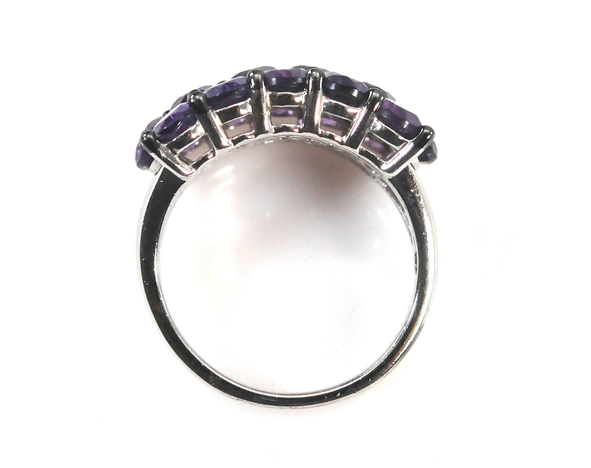 Large Signed 925 Sterling Silver Amethyst Statement Ring