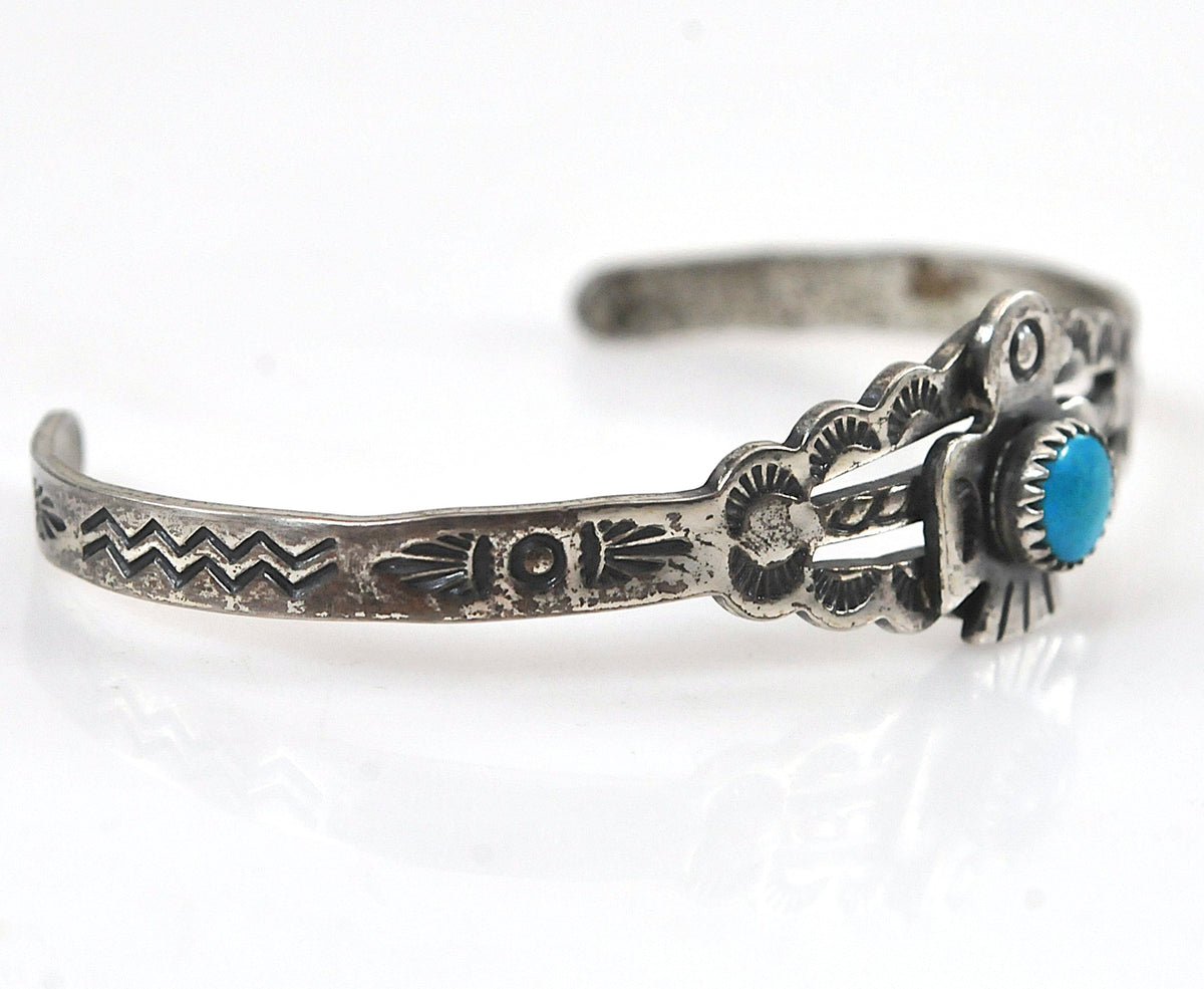 Vintage Sterling Silver Child Thunderbird Cuff Bracelet