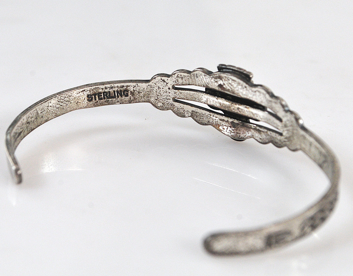 Vintage Sterling Silver Child Thunderbird Cuff Bracelet