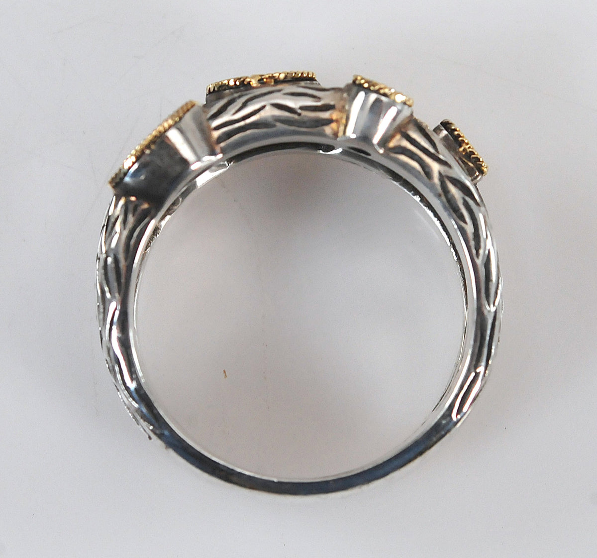 Effy BH 925 Balissima Sterling 18K Gold Split Gemstone Ring