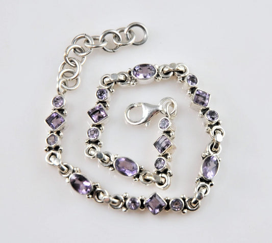 925 Sterling Silver Amethyst Bracelet