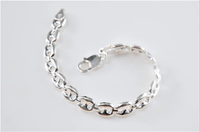 925 Italy 8mm Puffed Mariner Link Bracelet