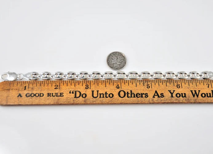 925 Italy 8mm Puffed Mariner Link Bracelet