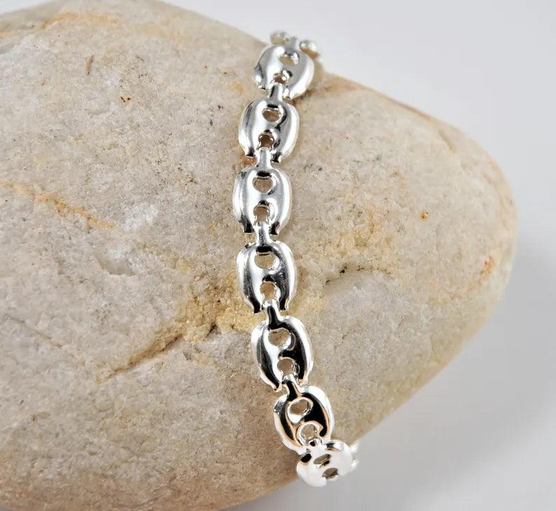 925 Italy 8mm Puffed Mariner Link Bracelet