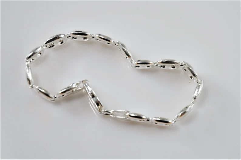 925 Italy 8mm Puffed Mariner Link Bracelet