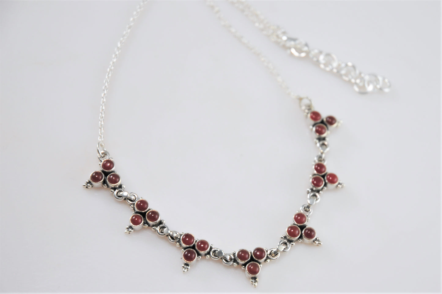 Adjustable Sterling Silver Carnelian Bib Necklace - silvervintagejewelry