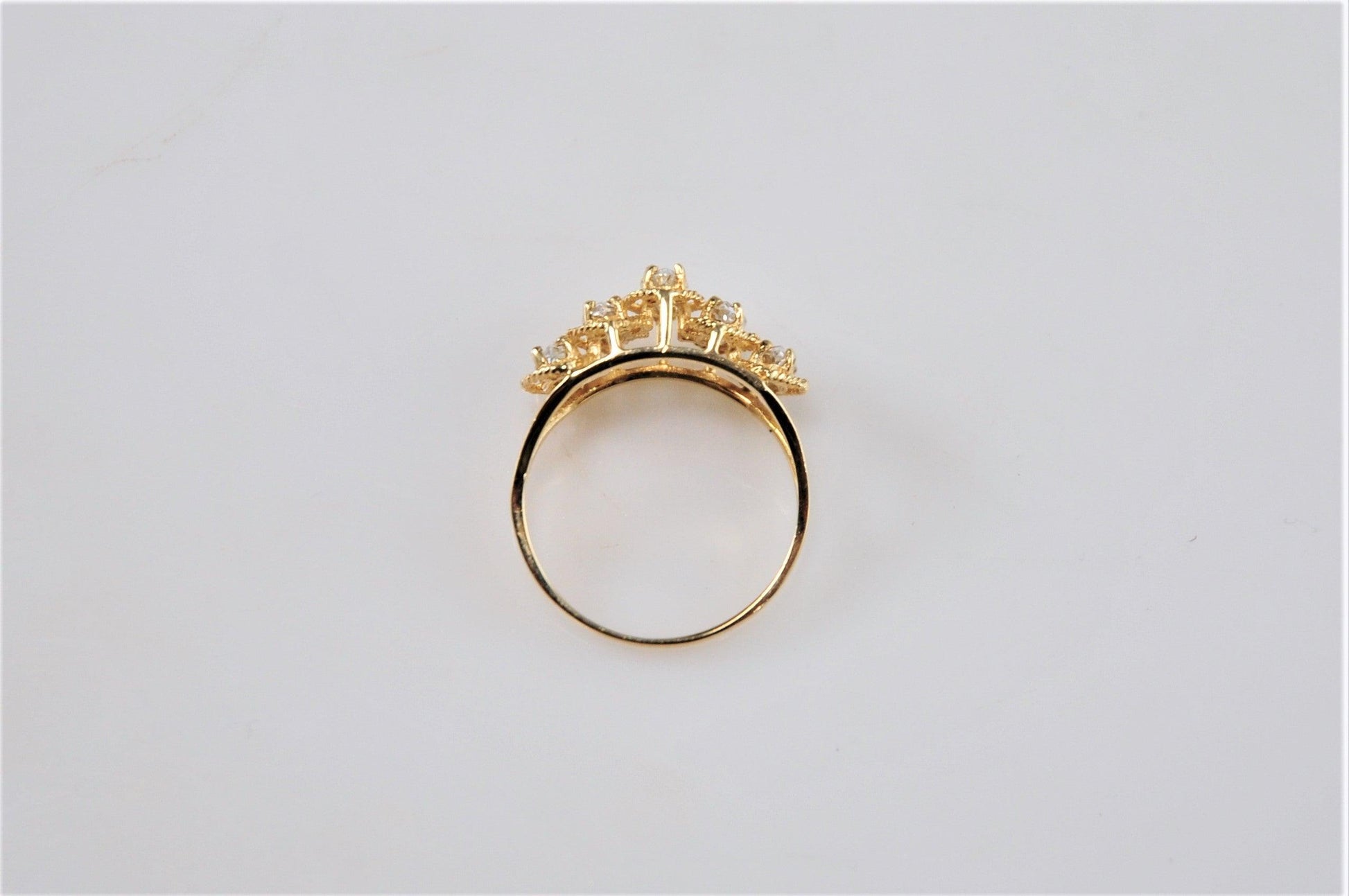 10K Gold Marquise CZ Pyramid Ring Size 7 1/4 - silvervintagejewelry