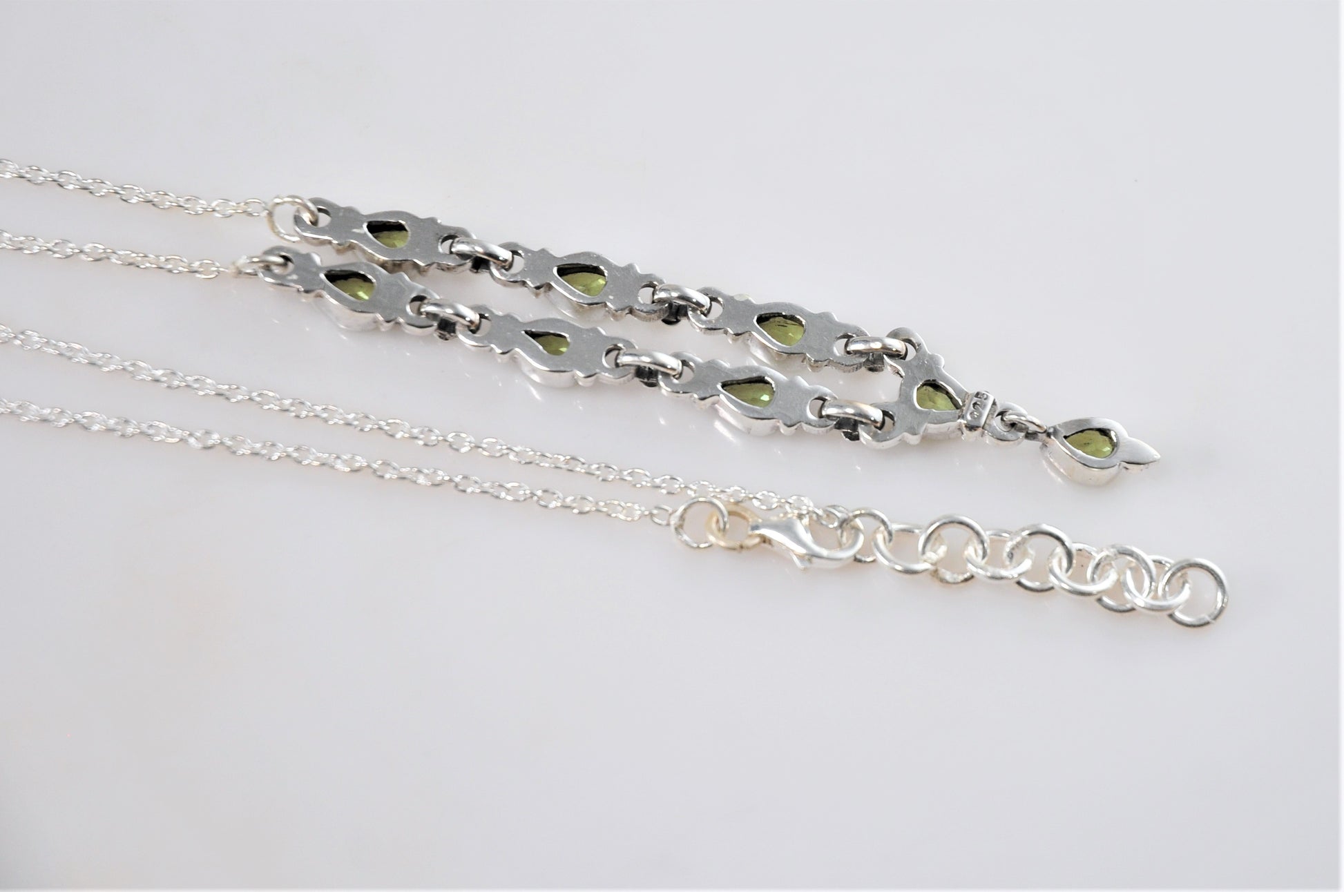 Dainty Sterling Silver Blue Peridot Y Choker Necklace - silvervintagejewelry